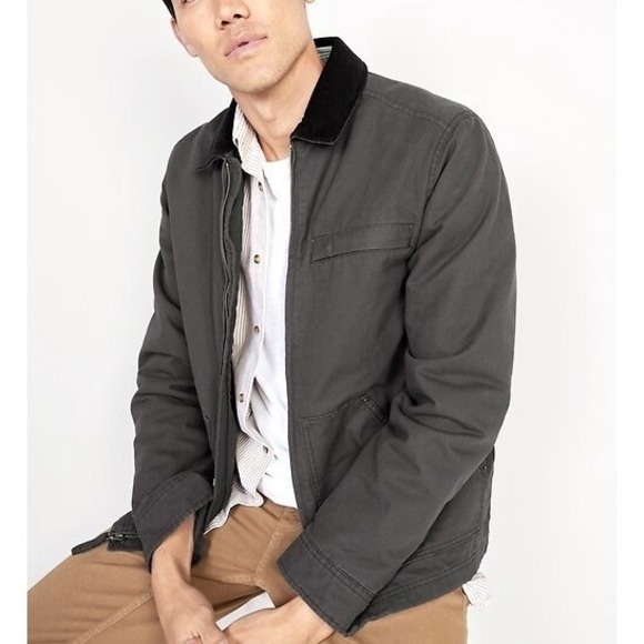 NWT Old Navy Cozy-Lined Canvas Barn Chore Coat Gray Men XL Corduroy Collar Work
